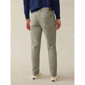 Faherty Brand Movement 5-Pocket Pants Mens 32 Sage Green Olive Slim Straight
